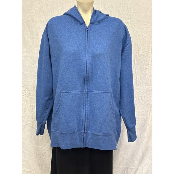 JMS Just My Size Womens Blue Soft Sweats Ecosmart Full Zip Hoodie Jacket Size 3X - Picture 1 of 8